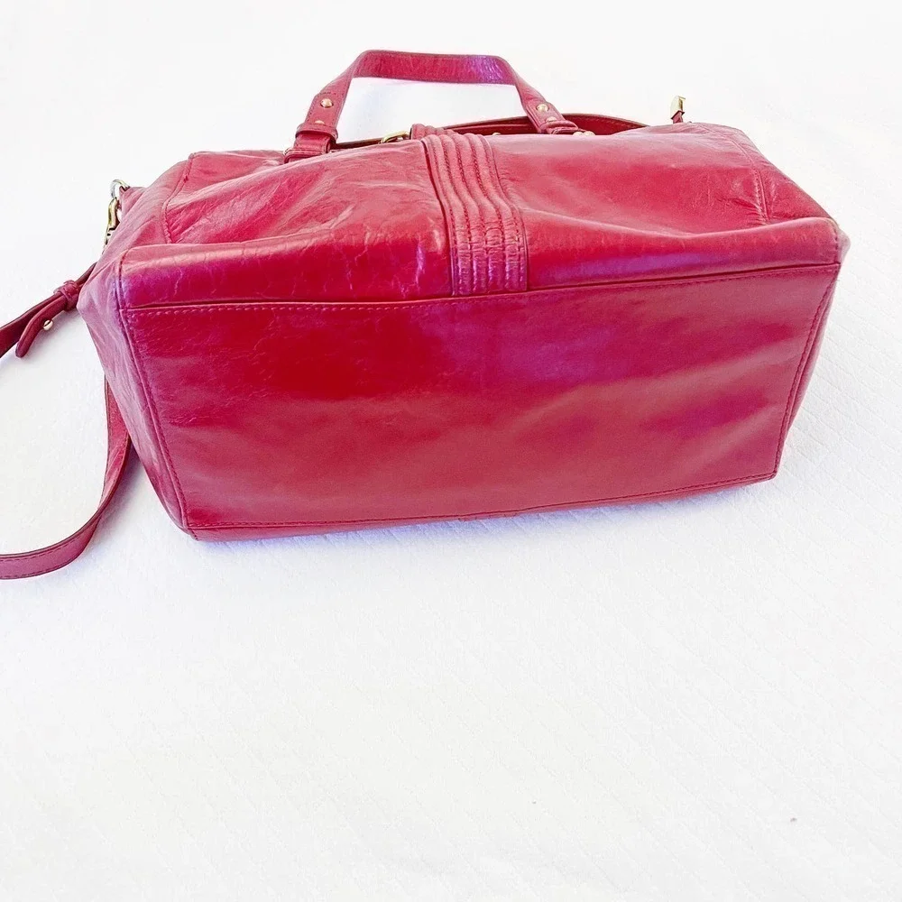 Badgley Mischka Red Leather Purse Crossbody Gold Hardware